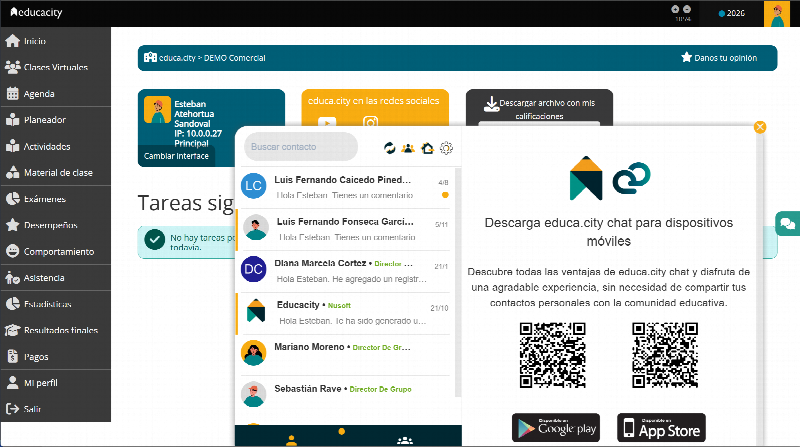 Texto que explica que no se comparten contactos personales.