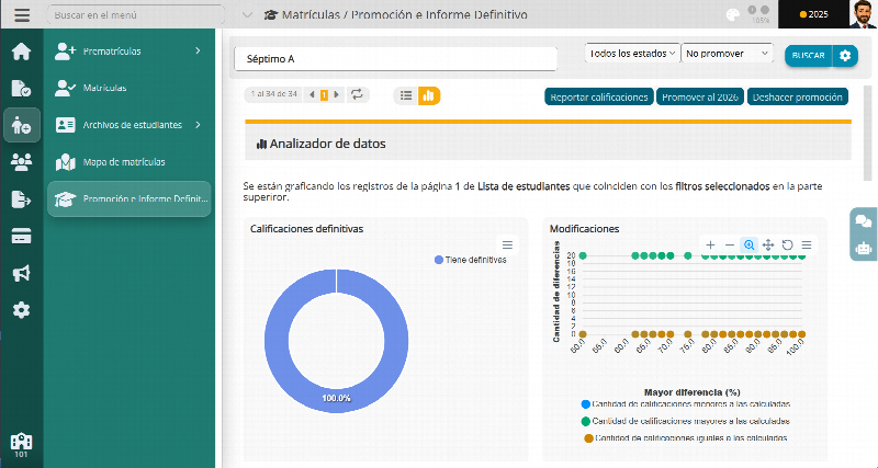 Opción del submenú de Matrículas.